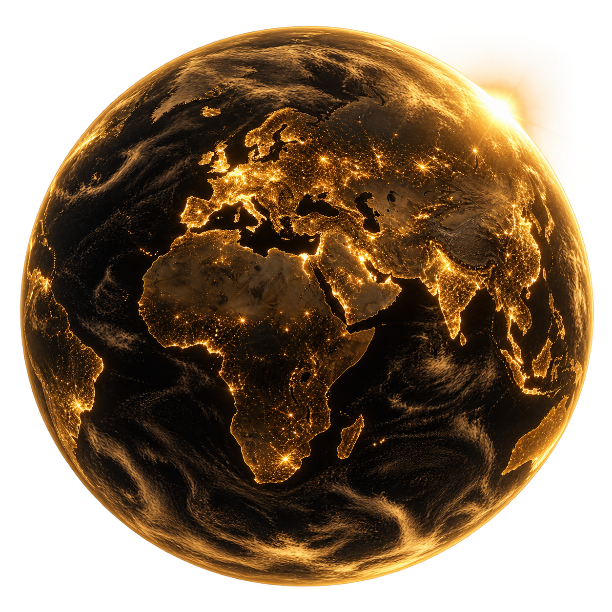 Earth from orbit at sunrise, symbolizing the global reserve network