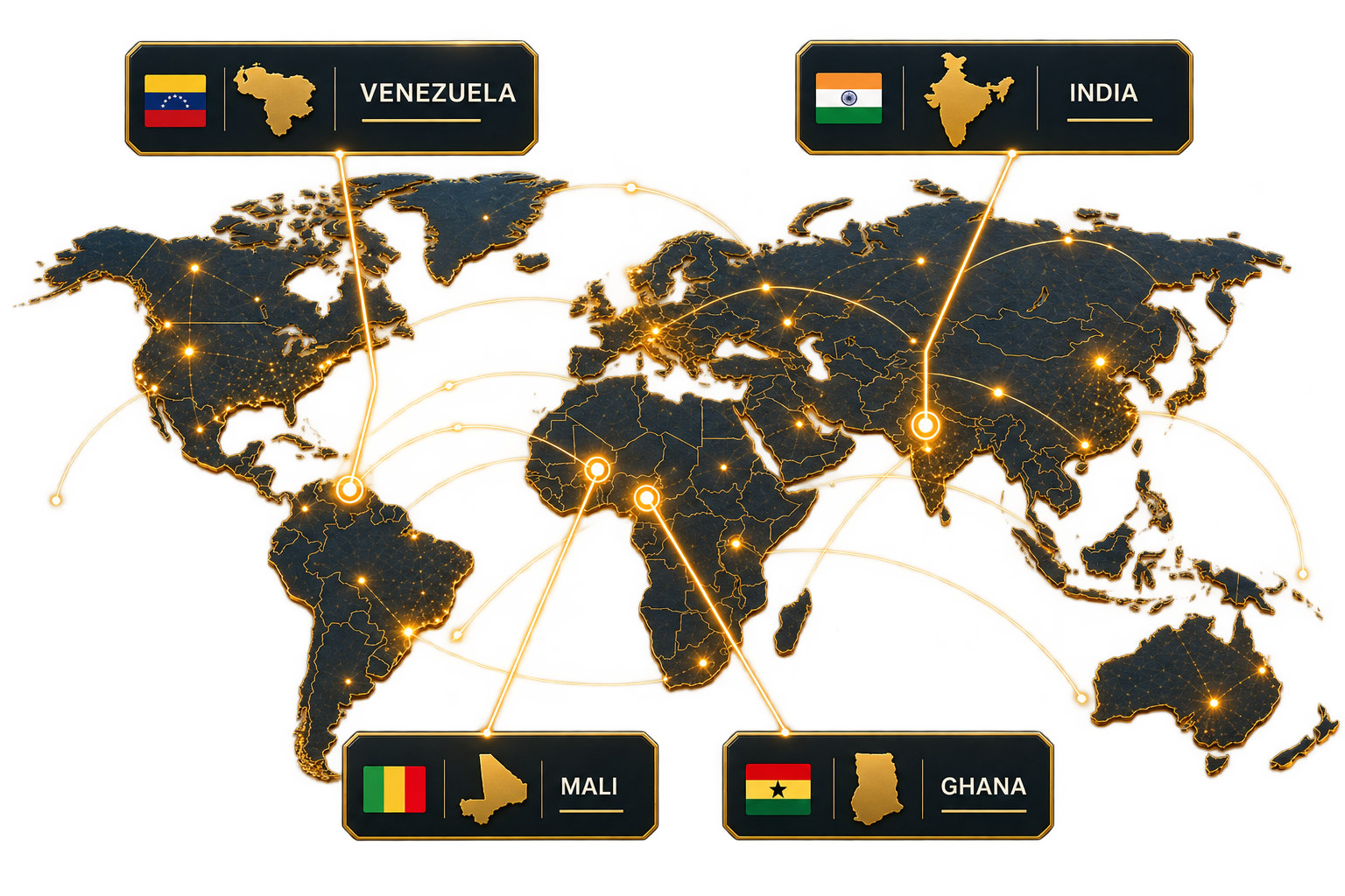 World reserve network — illuminated global map showing custody regions